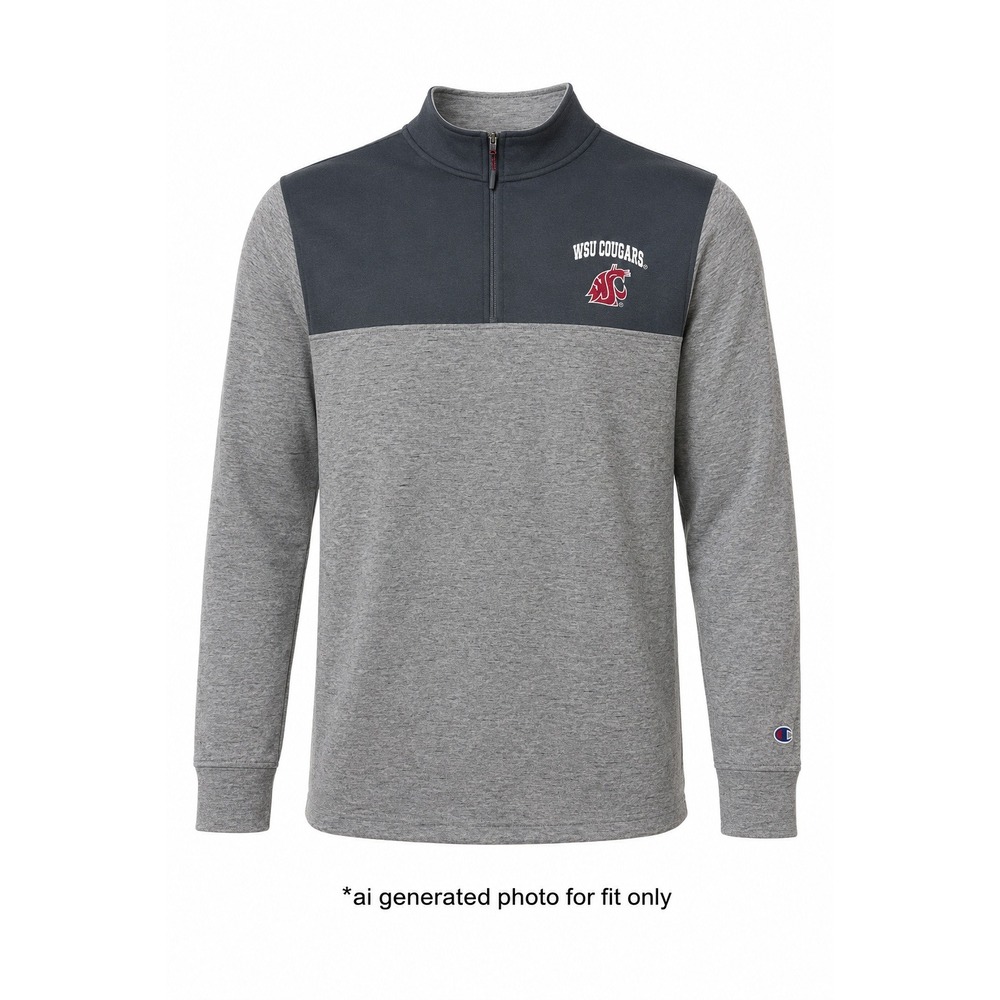 Champion WSU Cougars Men's L Grey Charcoal Colorblock Quarter Zip Pullover